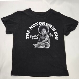 The Notorious BIG T-Shirt Brooklyn's Finest‎ Black Graphic Tee 3T 90s Hip Hop